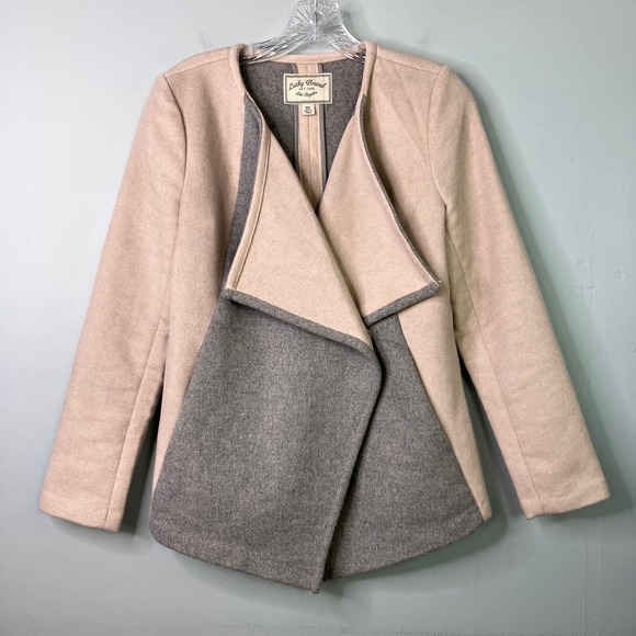 Lucky Brand Beige Tan and Gray Asymmetrical Wool Blend Jacket Women's Size XS - Picture 11 of 16